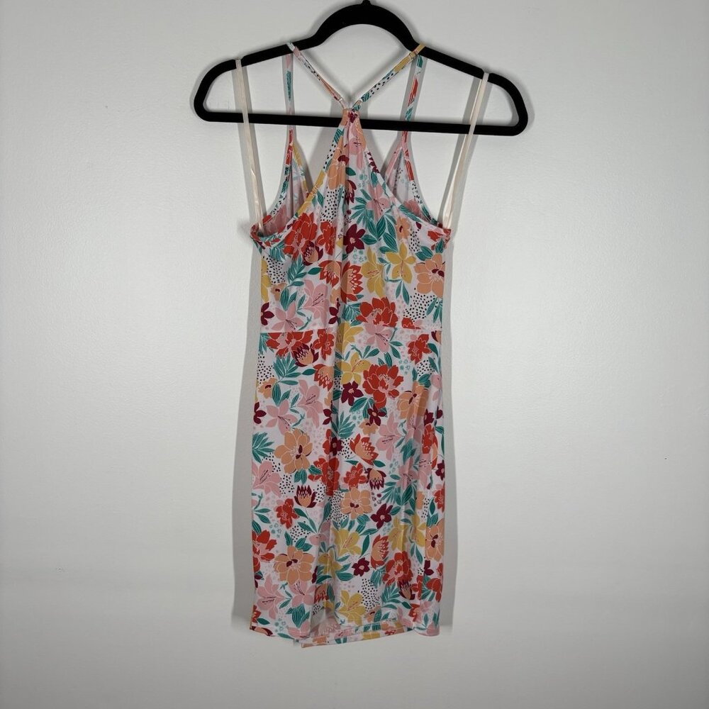 BCBGeneration Women S Tropical Colorful 2D Floral Surplice Mini Dress NWT - Picture 13 of 14